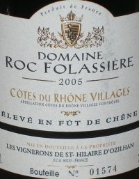 Domaine Roc Folassiere Cote du Rhone Villages